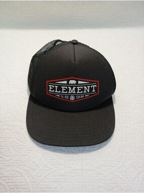 Element Black Mesh Trucker Hat Snapback Adjustable Logo Design